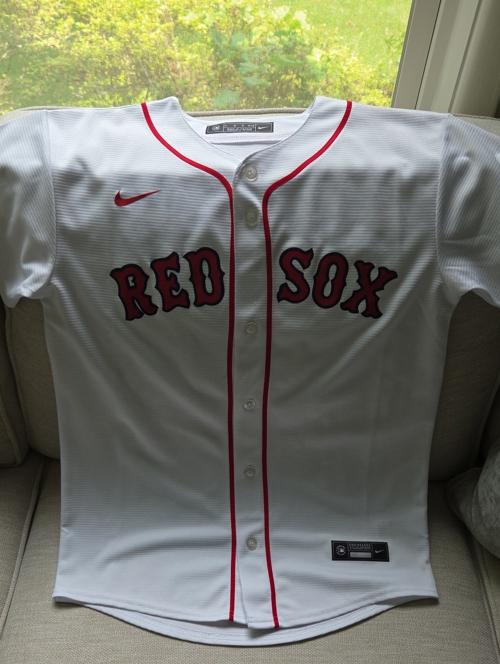 Nike White and Red Boston Red Sox Jersey